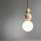 Travertin Pendel Lampe - Tre Stablede Kugler i Skulpturelt Design 2
