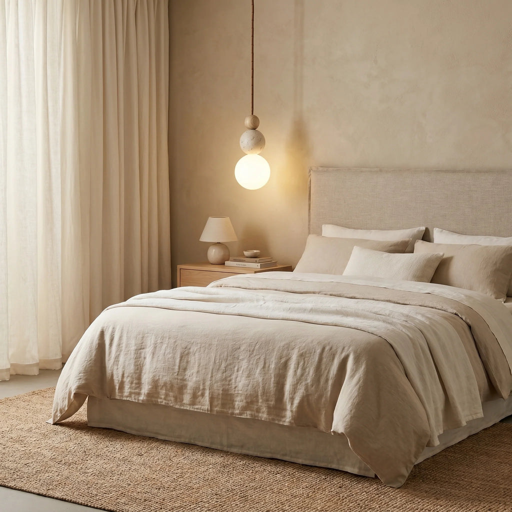 Travertin Pendel Lampe - Tre Stablede Kugler i Skulpturelt Design 7
