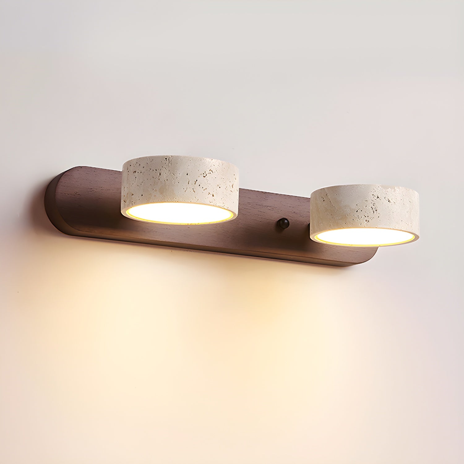 Travertin og Træ Væglampe - Duo LED Design 0

