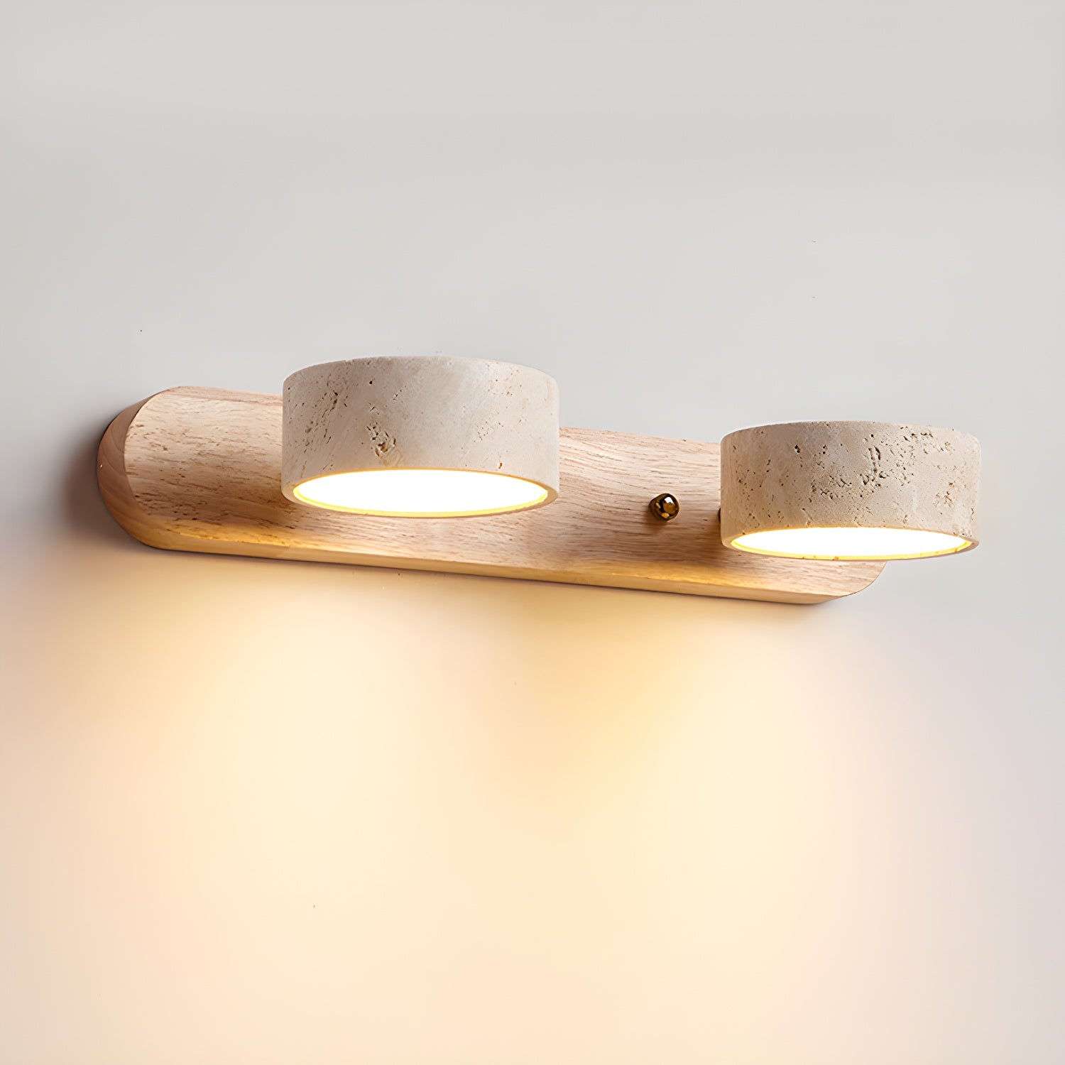 Travertin og Træ Væglampe - Duo LED Design 14