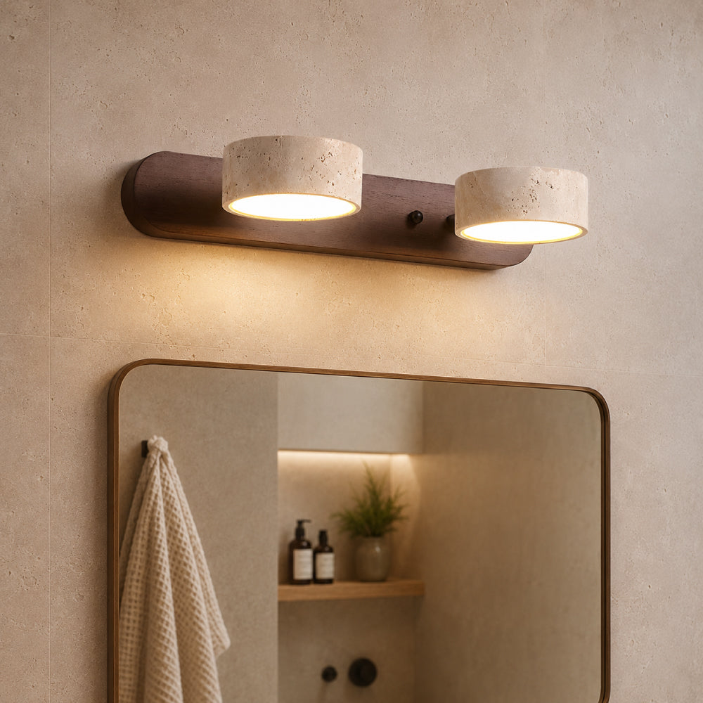 Travertin og Træ Væglampe - Duo LED Design 16