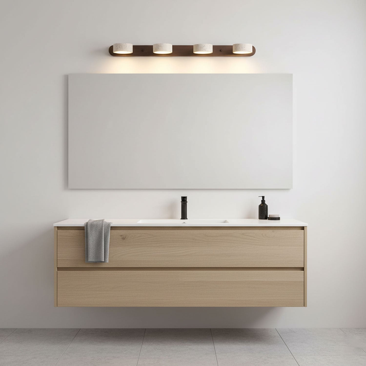 Travertin og Træ Væglampe - Duo LED Design 4
