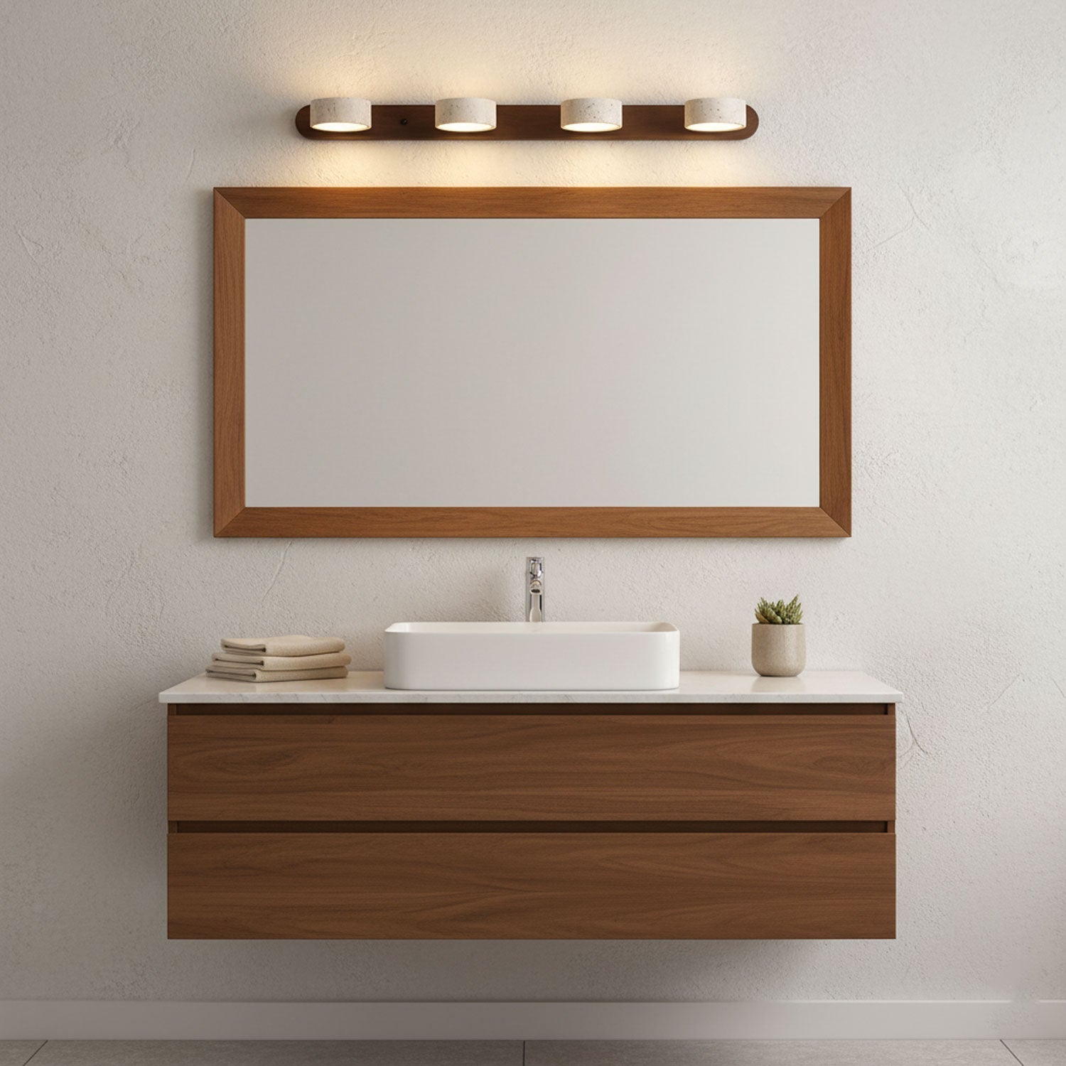 Travertin og Træ Væglampe - Duo LED Design 8
