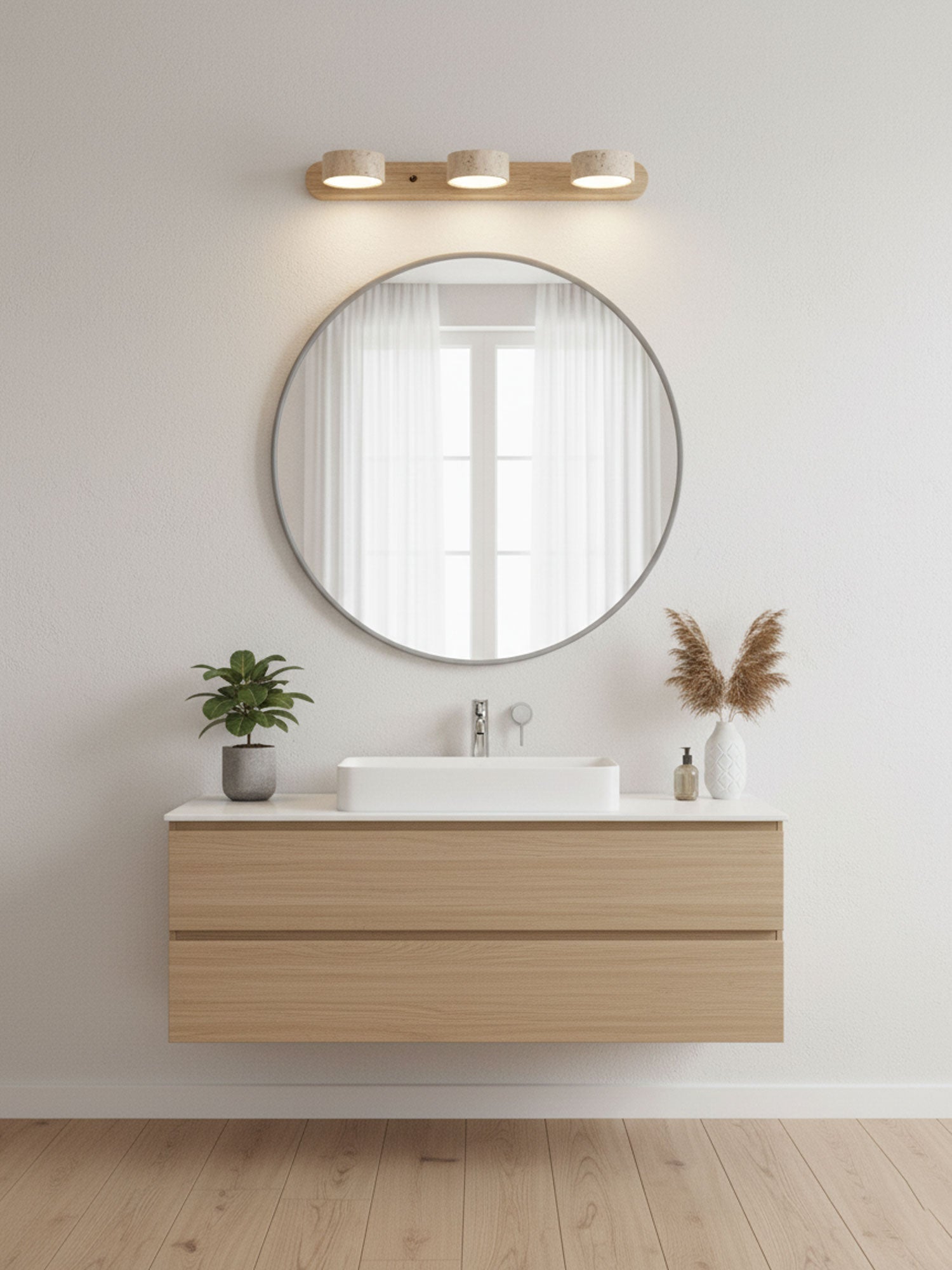 Travertin og Træ Væglampe - Duo LED Design 9
