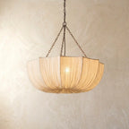 U-formet Pendellampe i Rynket Stof – Japansk Wabi Sabi Design 0