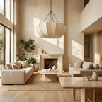 U-formet Pendellampe i Rynket Stof – Japansk Wabi Sabi Design 2