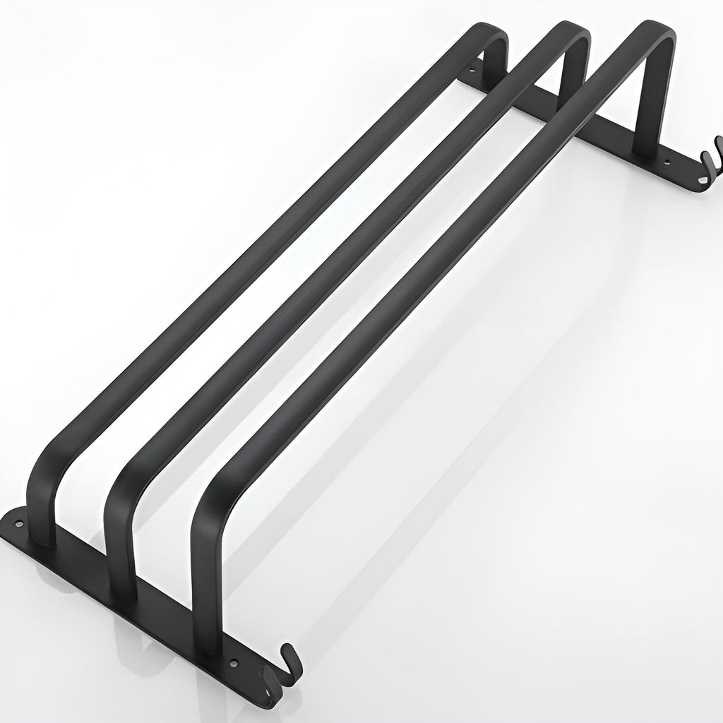 Væghængt håndklædeholder i sort aluminium med 3-lags design til badeværelse 7
