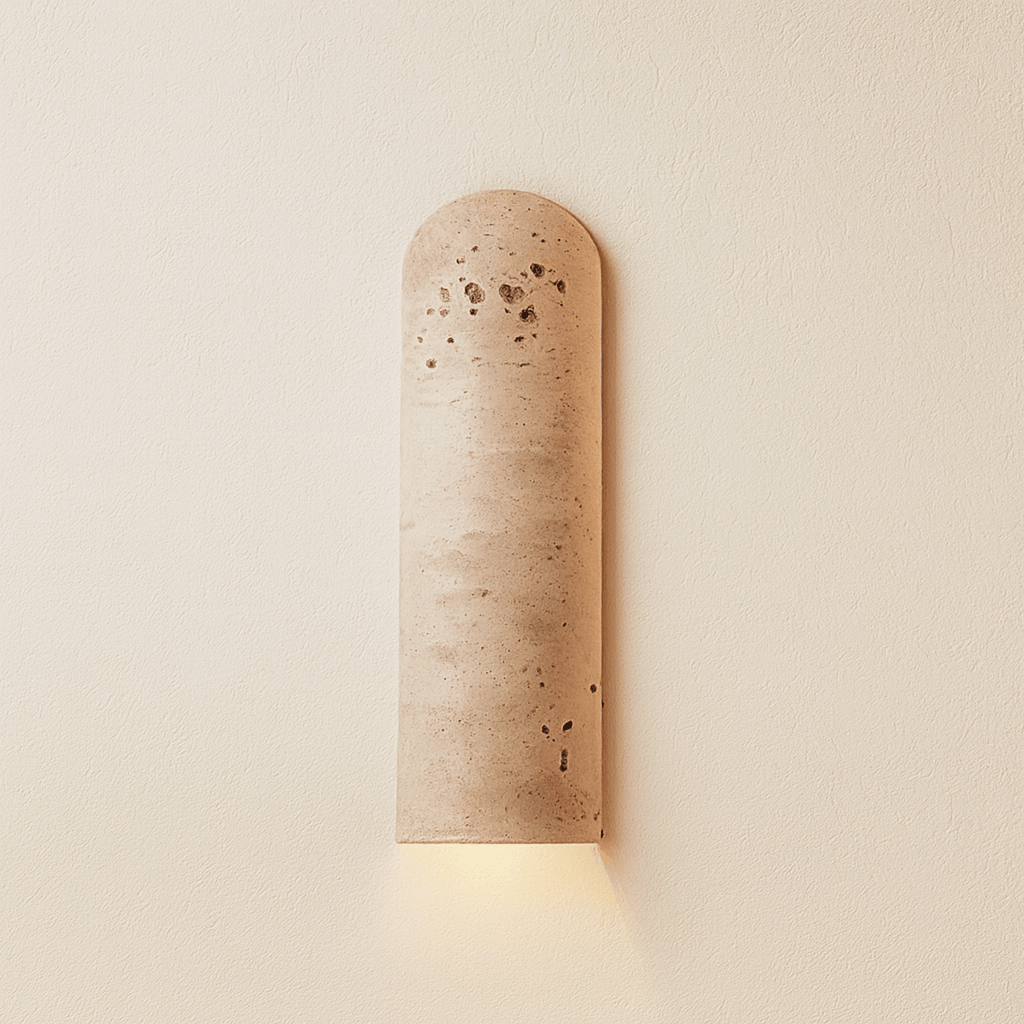 Væglampe i Travertin – Skulpturel Design med Varmt Ambient Lys 4