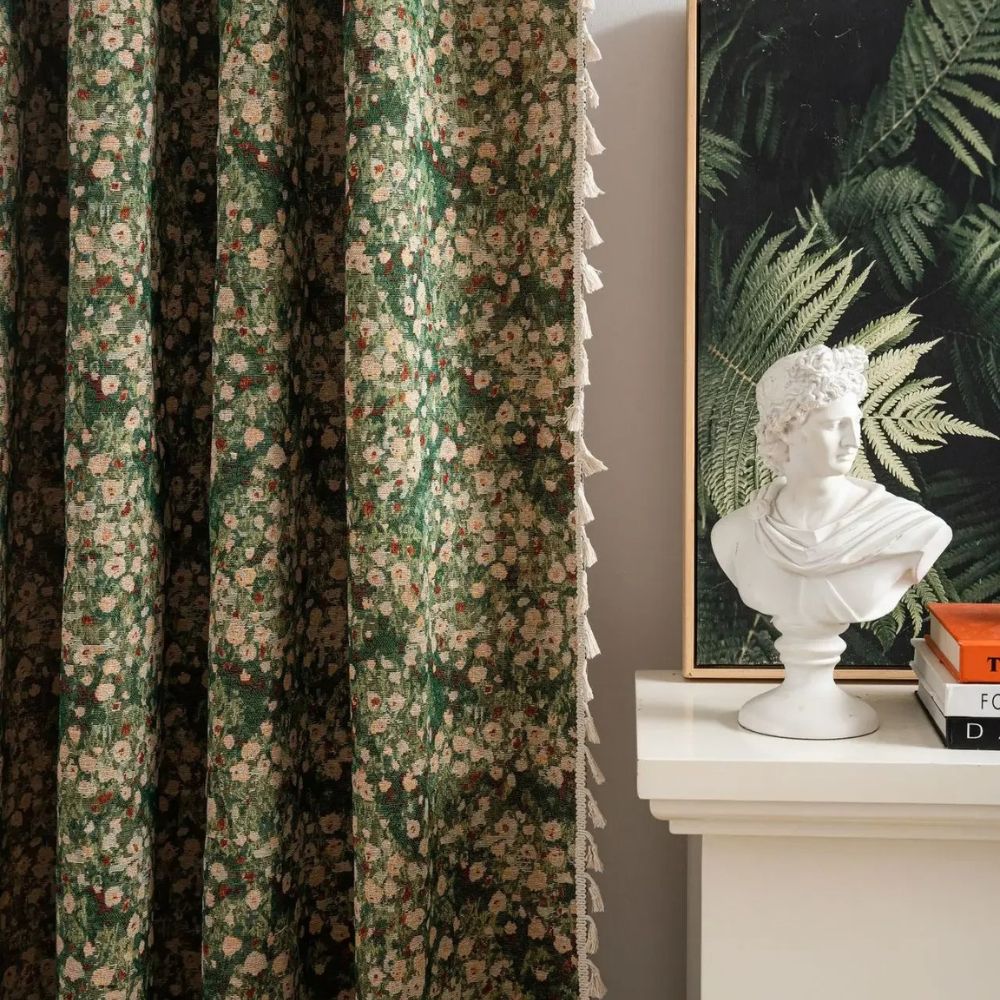 Vintage Gardiner i Mikrofiber – Blomstermønster med Kvaster til Lysfiltrering 1