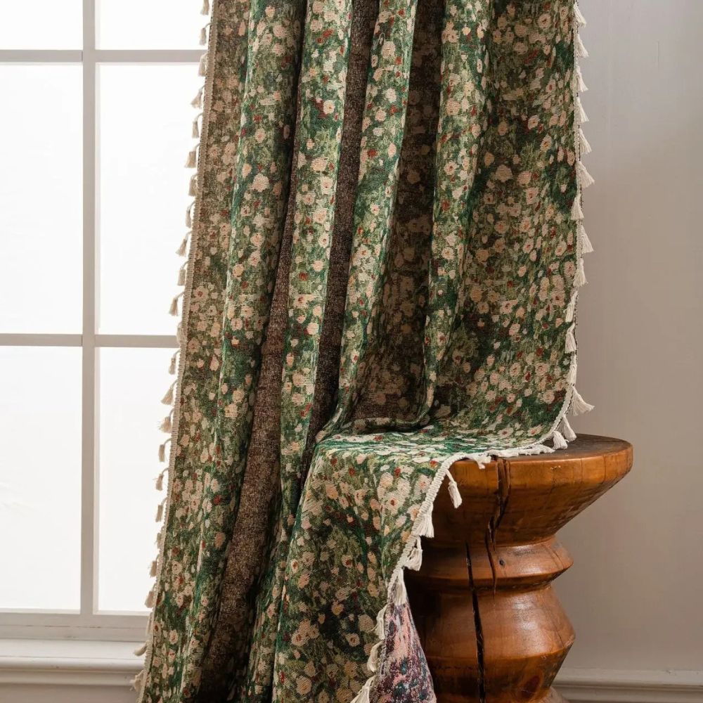 Vintage Gardiner i Mikrofiber – Blomstermønster med Kvaster til Lysfiltrering 4