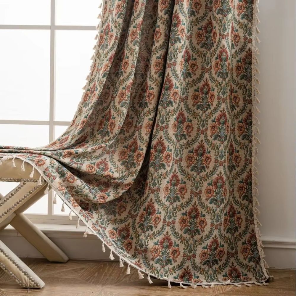 Vintage Gardiner i Mikrofiber – Blomstermønster med Kvaster til Lysfiltrering 8