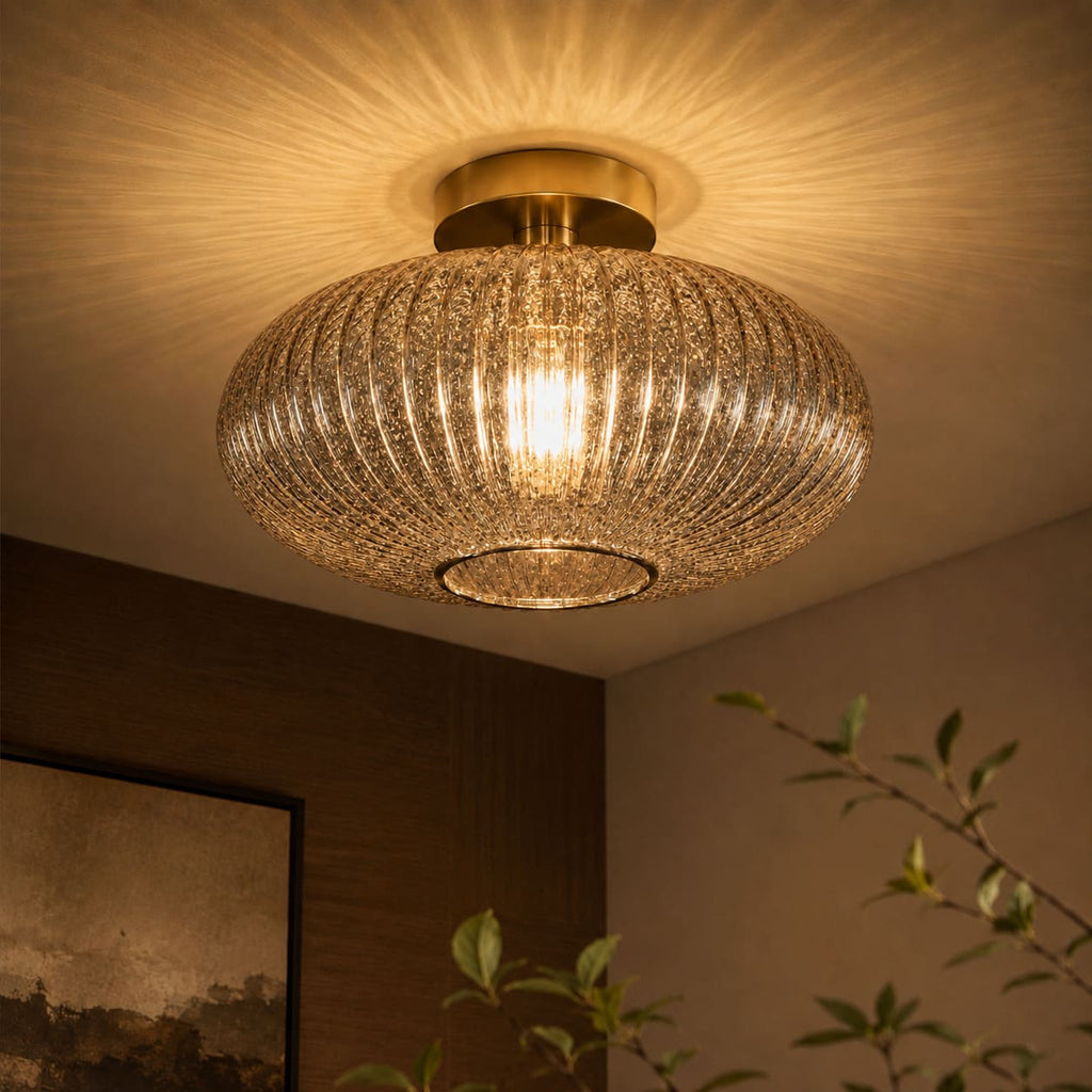 Vintage Loftlampe i Røget og Farvet Glas - Elegant Design til Stemningsfuld Belysning 1