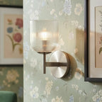Vintage Ribbet Glas Væglampe – Elegant Messing Detaljer til Stueindretning 1