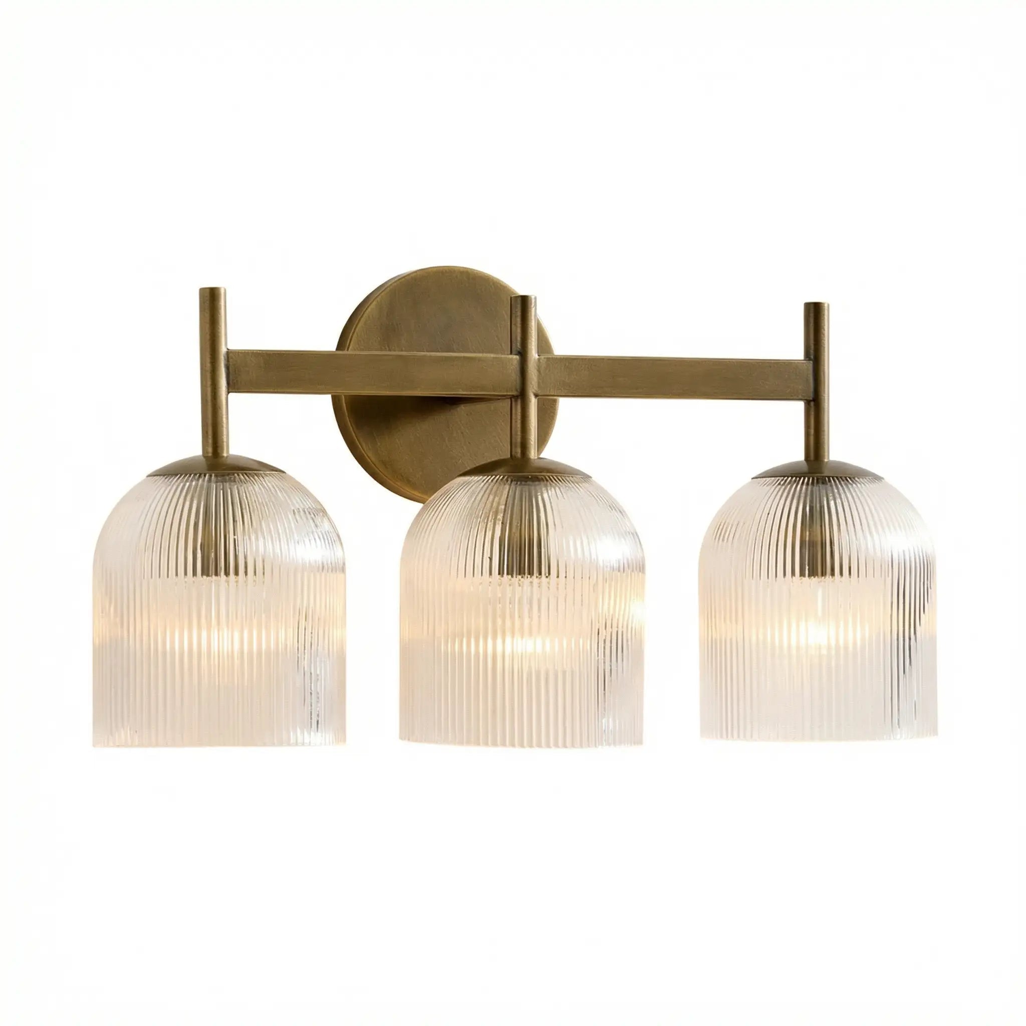 Vintage Ribbet Glas Væglampe – Elegant Messing Detaljer til Stueindretning 10