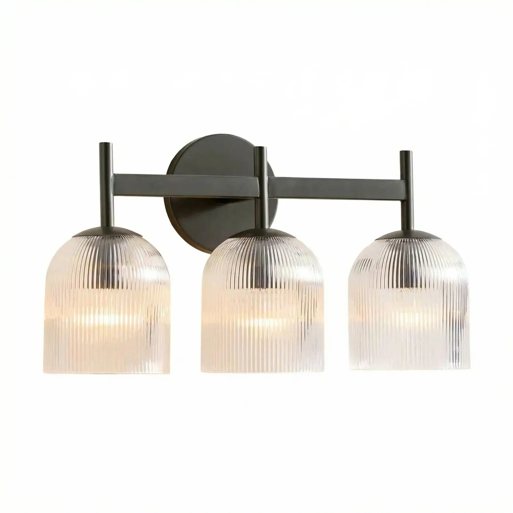 Vintage Ribbet Glas Væglampe – Elegant Messing Detaljer til Stueindretning 13