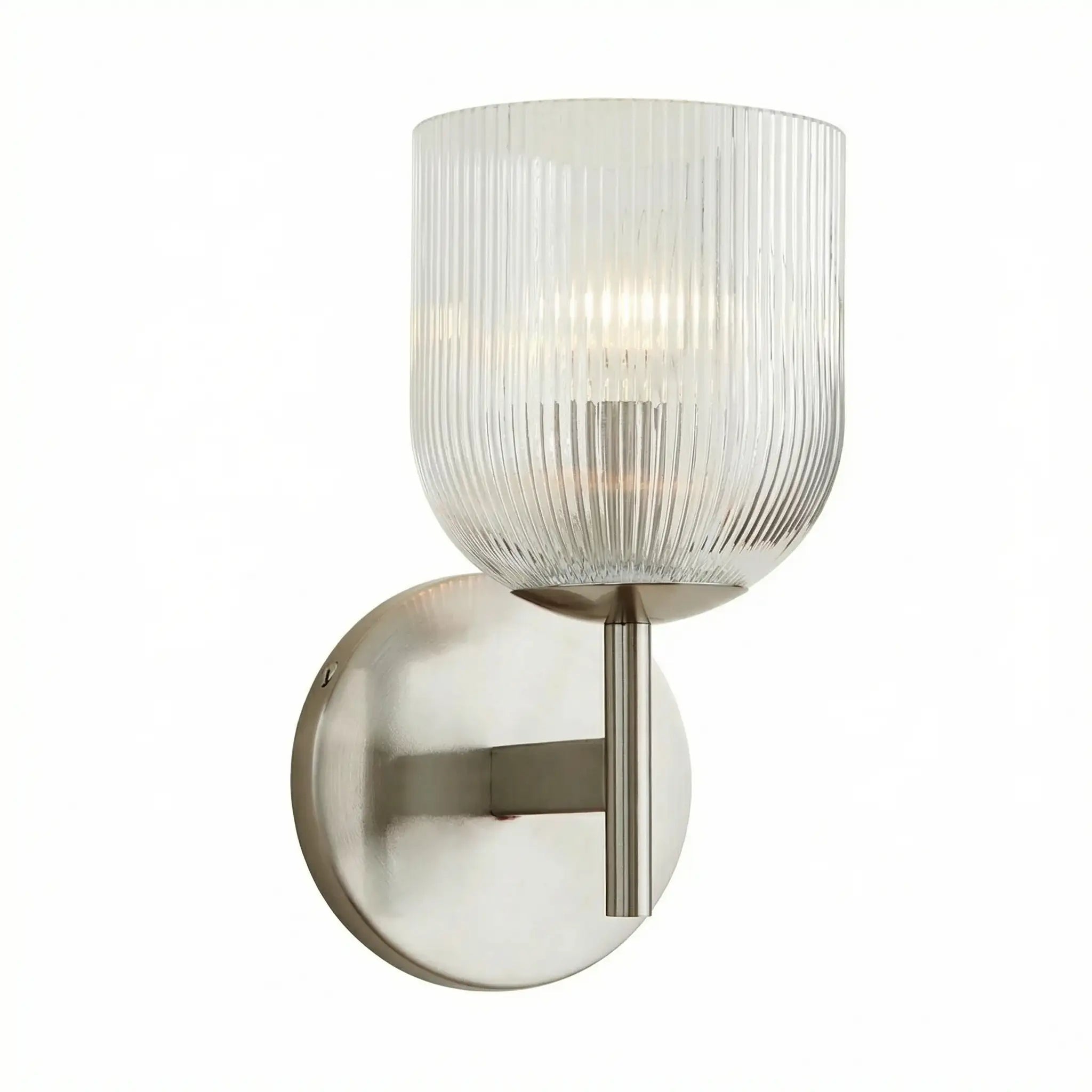 Vintage Ribbet Glas Væglampe – Elegant Messing Detaljer til Stueindretning 14