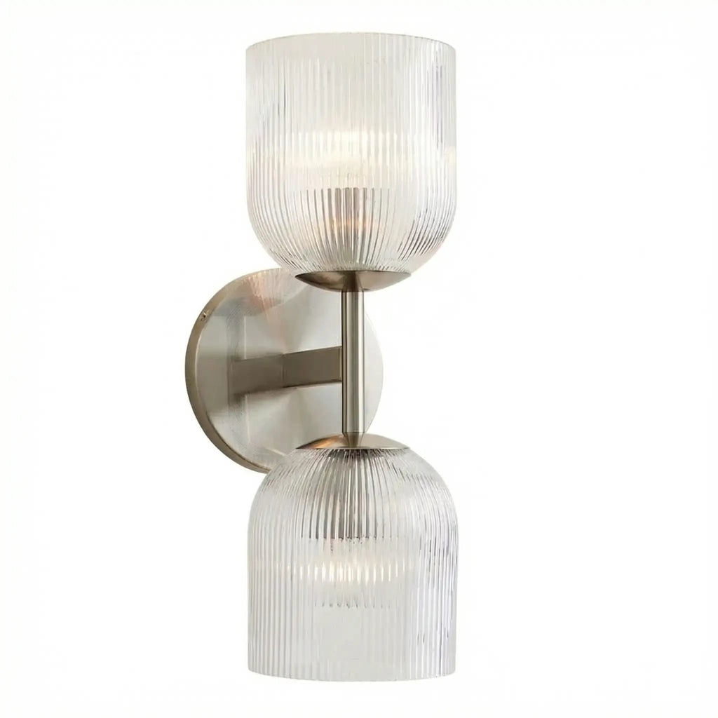 Vintage Ribbet Glas Væglampe – Elegant Messing Detaljer til Stueindretning 15