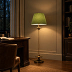 Vintage stof gulvlampe med konisk skærm i klassisk design 2