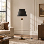 Vintage stof gulvlampe med konisk skærm i klassisk design 8