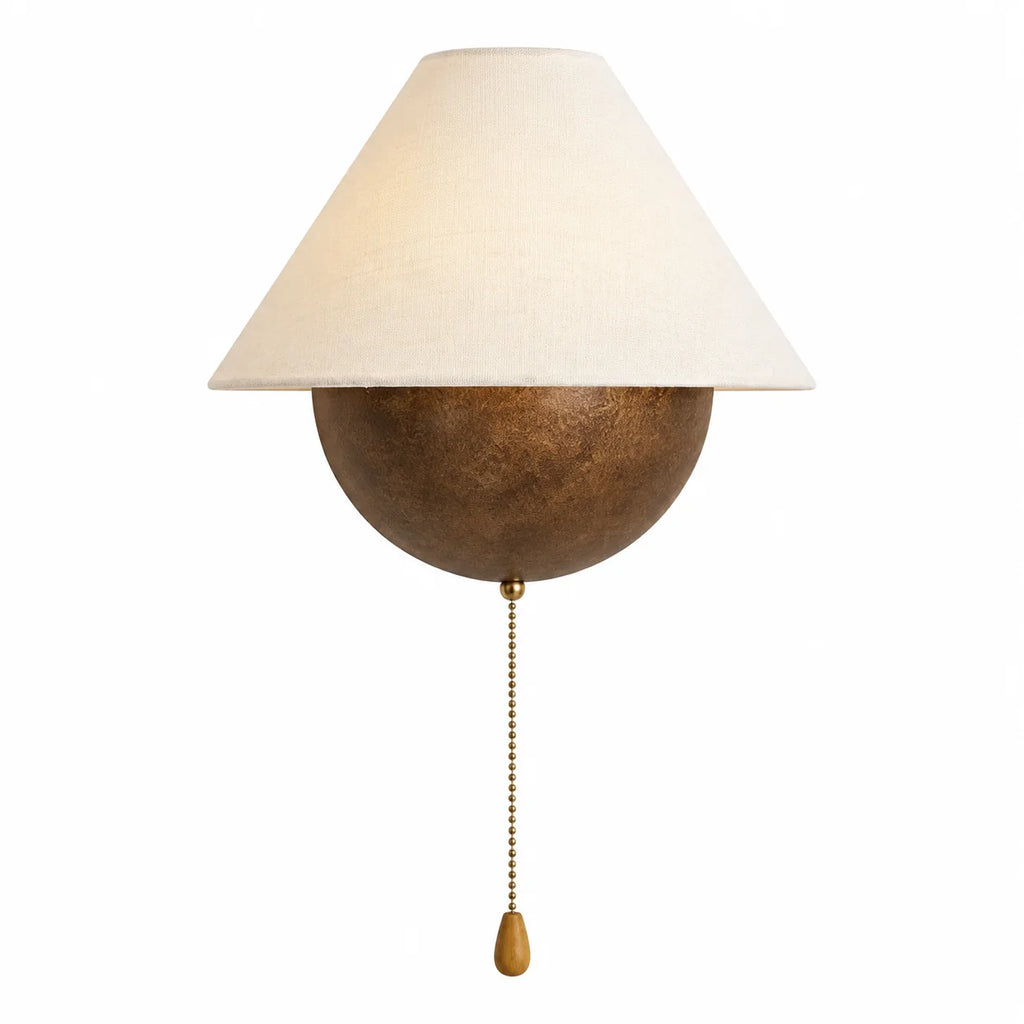 Vintage træstof konisk væglampe med justerbart design 7
