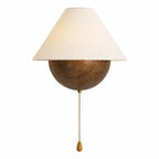 Vintage træstof konisk væglampe med justerbart design 7