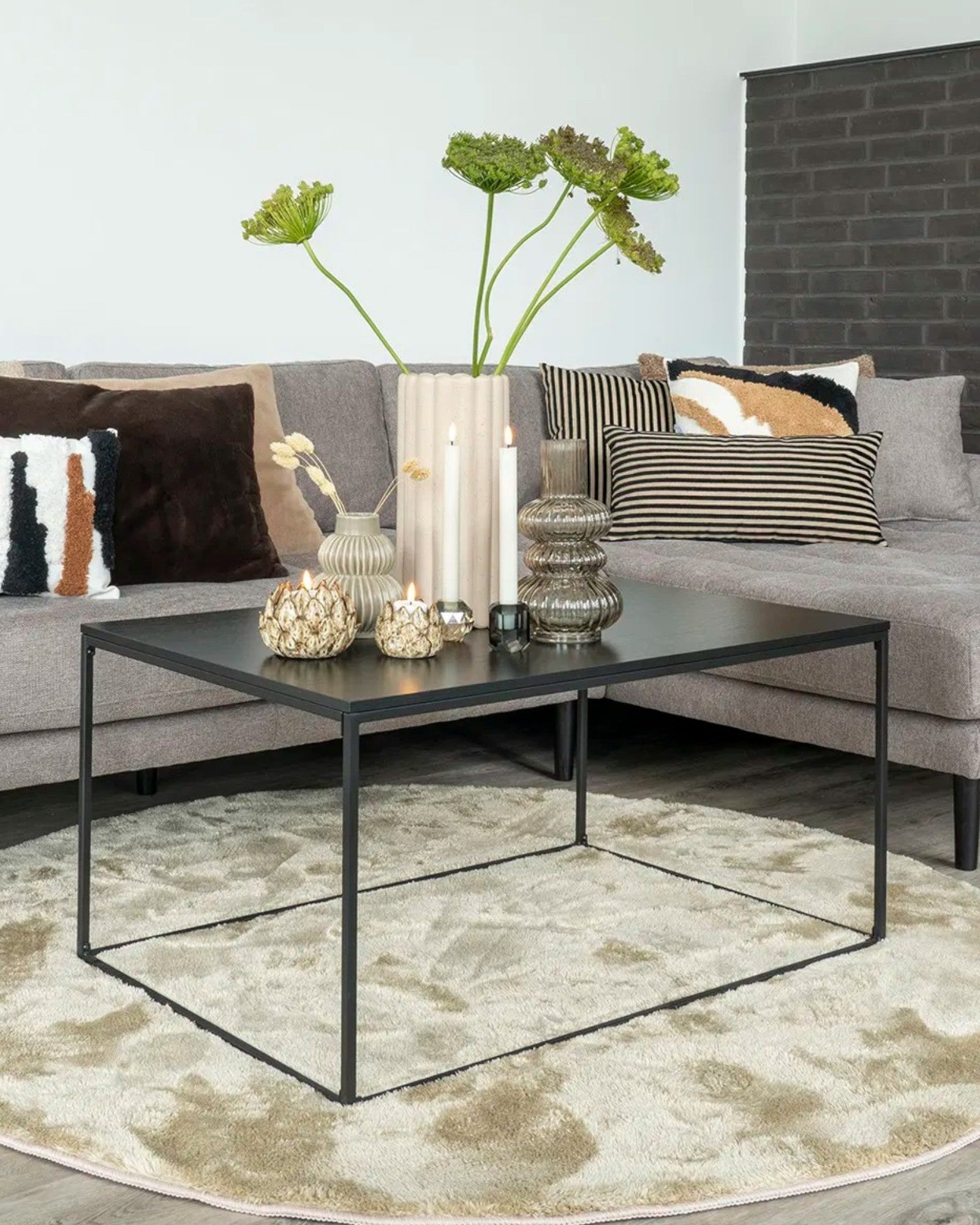 Vita Sofabord | Sort Metalstel, Kompakt Design 60x90 cm 1