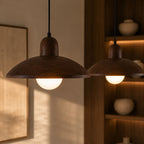 Wabi-Sabi Pendel Lampe i Valnød - Minimalistisk Design med Ambient Belysning 3
