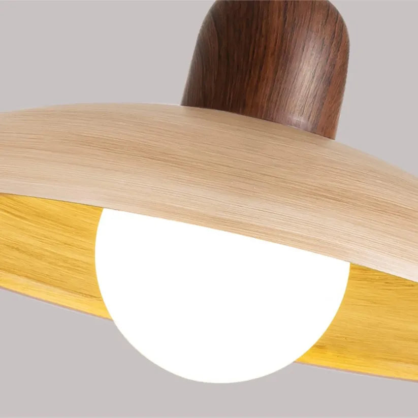 Wabi-Sabi Pendel Lampe i Valnød - Minimalistisk Design med Ambient Belysning 4
