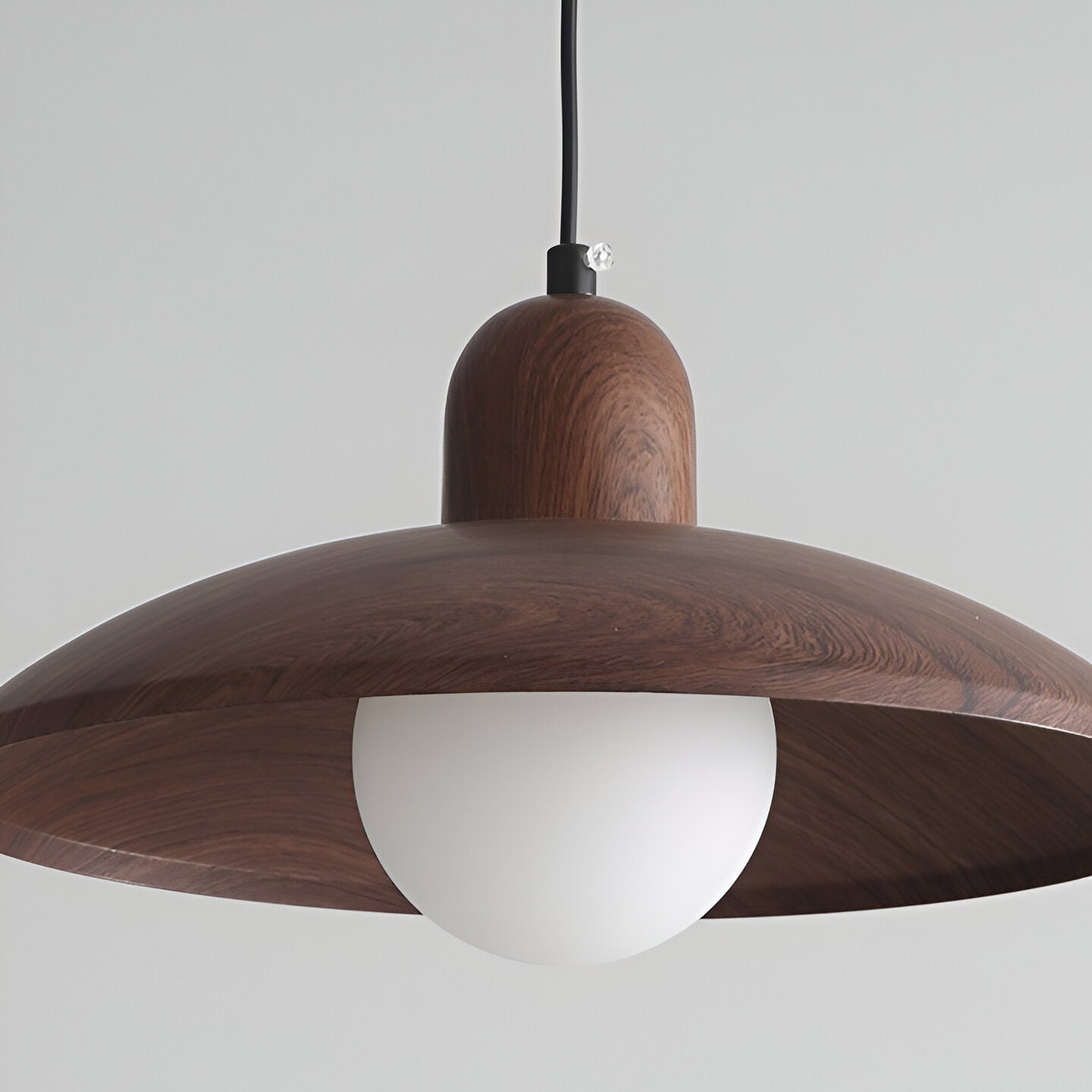 Wabi-Sabi Pendel Lampe i Valnød - Minimalistisk Design med Ambient Belysning 6
