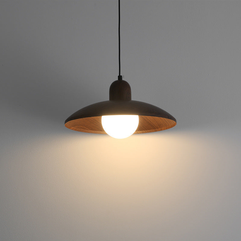 Wabi-Sabi Pendel Lampe i Valnød - Minimalistisk Design med Ambient Belysning 8
