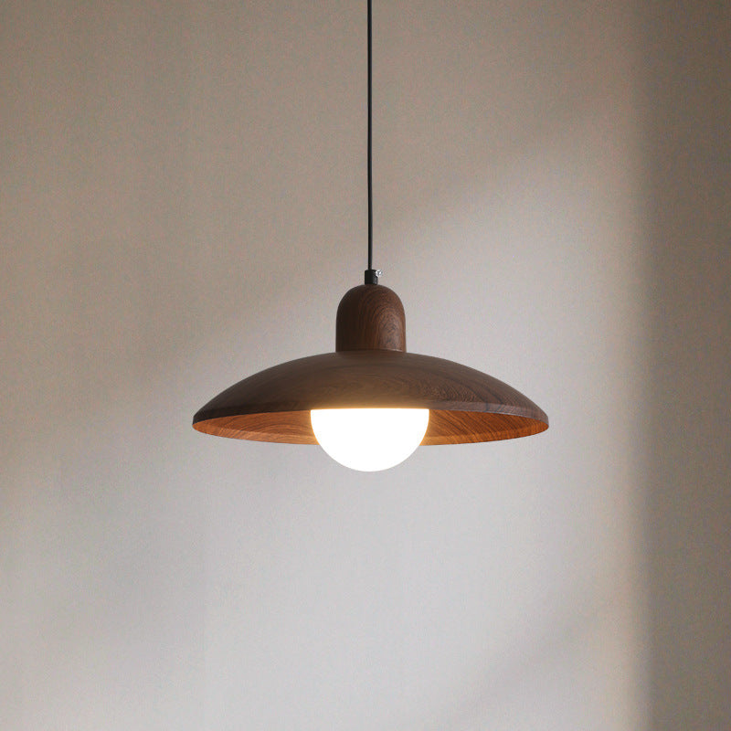 Wabi-Sabi Pendel Lampe i Valnød - Minimalistisk Design med Ambient Belysning 9
