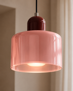 Bauhaus Pendel Lampe i Farvet Glas – Justerbar Højde – detalje af form og finish
