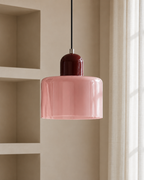 Bauhaus Pendel Lampe i Farvet Glas – Justerbar Højde – sideprofil og silhuet