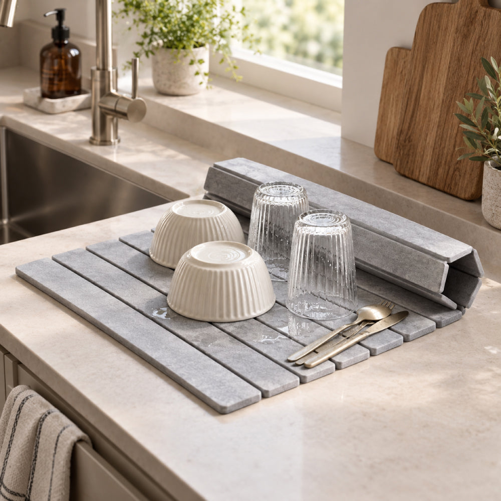 Diatoméjord Tørringsmåtte – Foldbar Natursten med Hurtig Vandabsorption 0