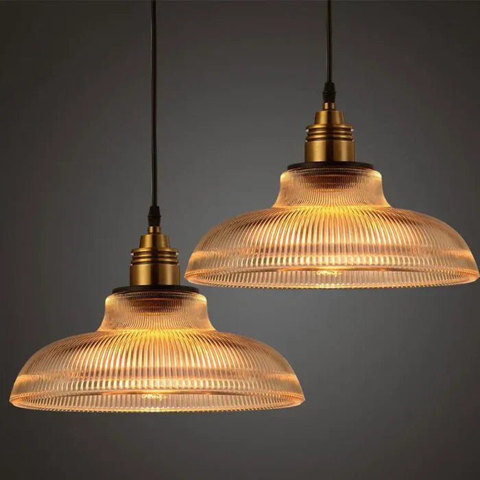 Glaspendel Spisebordslampe i Ribbet Glas – Elegant Design 2