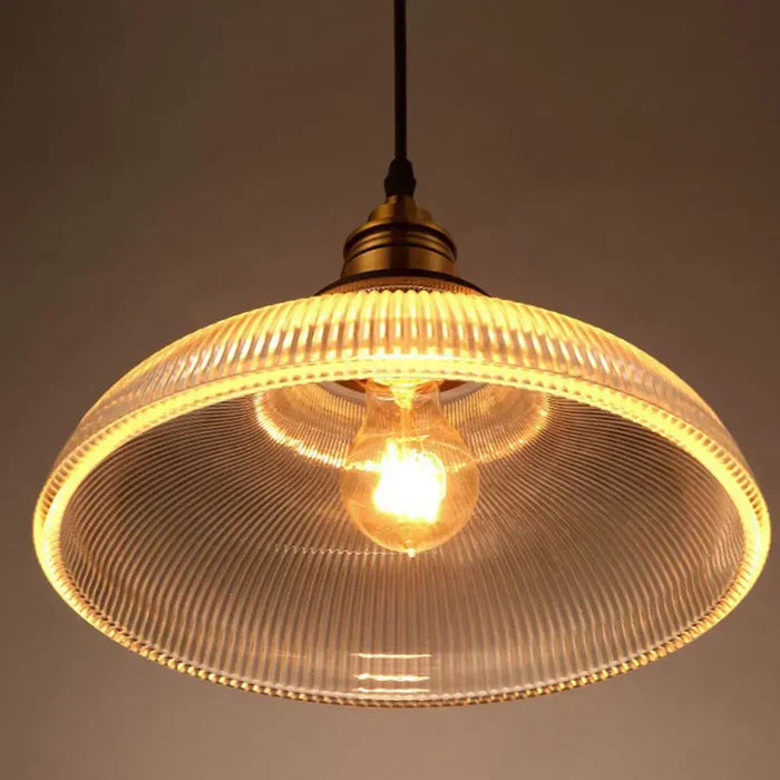 Glaspendel Spisebordslampe i Ribbet Glas – Elegant Design 5