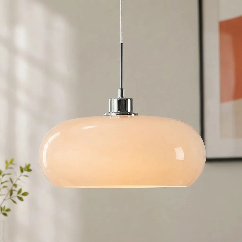 Glaspendel i Mundblæst Glas – Bauhaus Pendellampe med E27 Pære, Farveskiftende Lys Ra97, til Stue & Spisebord, 4 Farver