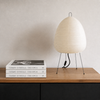 Japansk-inspireret Bordlampe i Papir – Justerbar LED Belysning med Metalbase 2