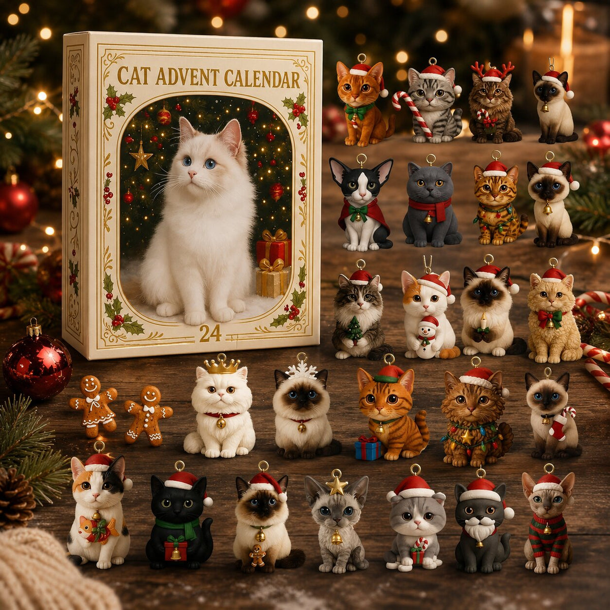 Julekalender til Katteelskere med 24 Kattefigurer 0