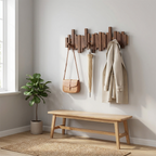 Knagerække i massivt valnød- eller bøgetræ med foldbare kroge 1