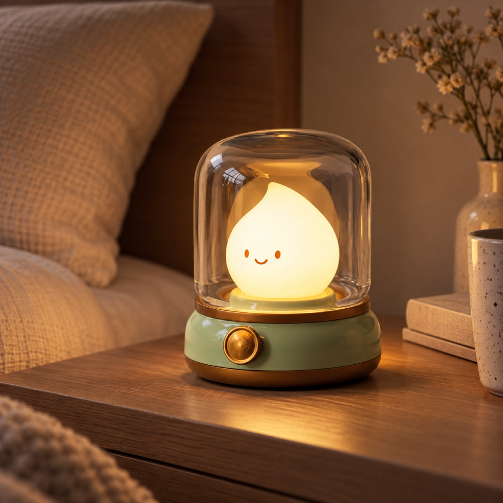 LED Sengebordslampe med Flammeeffekt – Berøringskontrol og USB Type-C Opladning 0