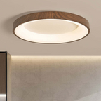 Naturlig Træ Loftlampe – Cirkulært Design med LED til Soveværelse og Stue 0