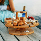 Picnicbakke i Træ til Vin og Snacks – Kompakt og Bærbar til Udendørs Brug 8