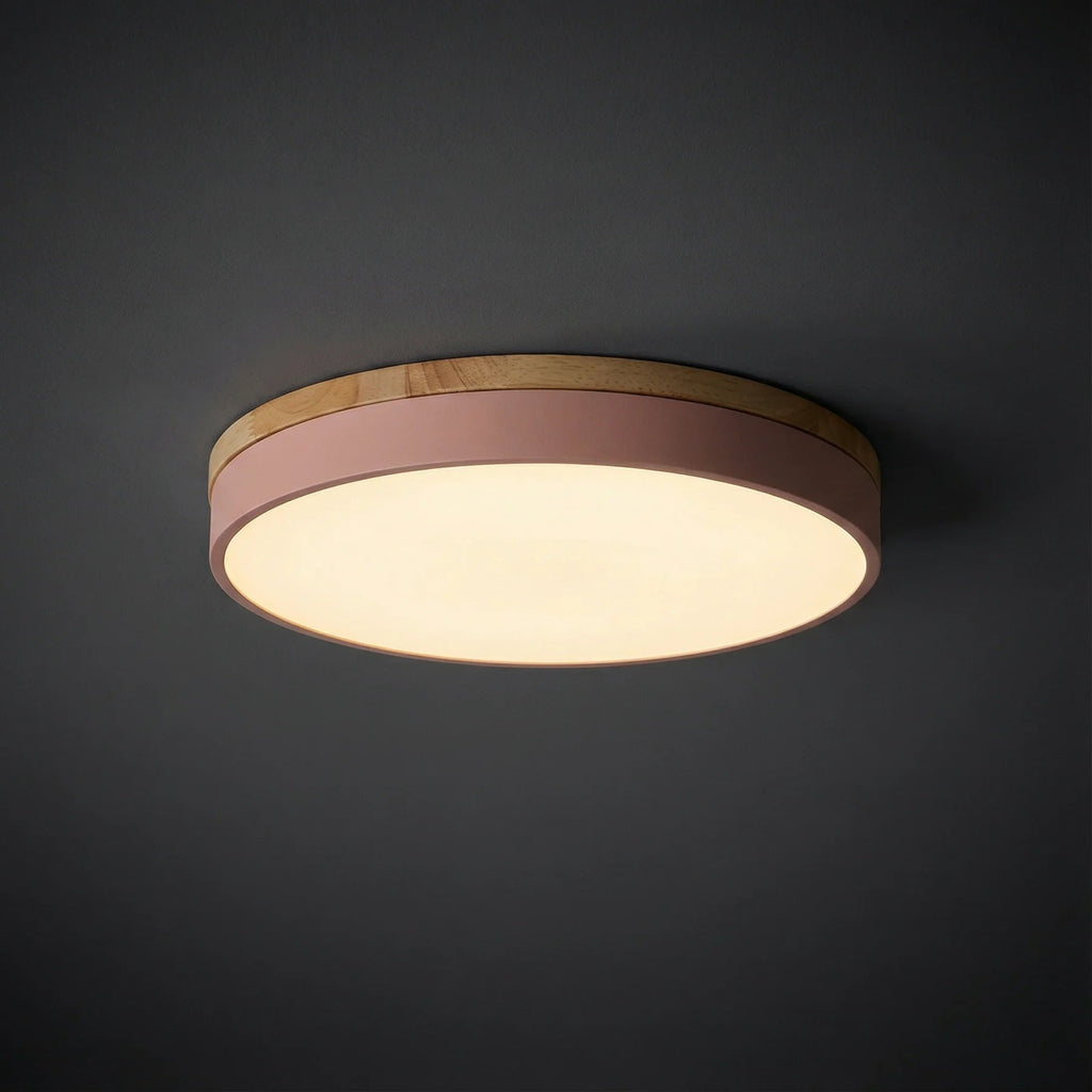 Rund Loftslampe i Træ – Justerbar Farvetemperatur og Dæmpbar Funktion 1