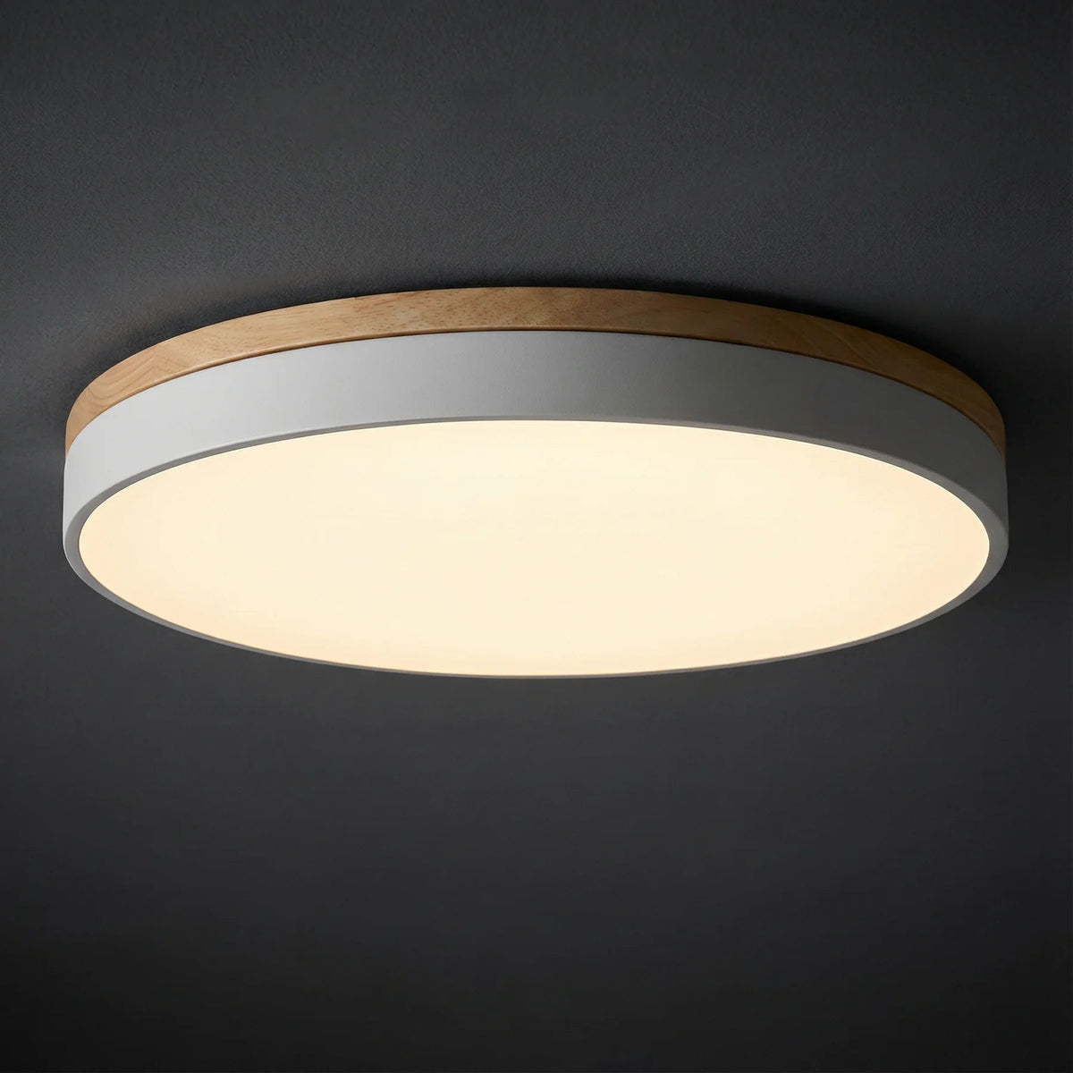 Rund Loftslampe i Træ – Justerbar Farvetemperatur og Dæmpbar Funktion 5
