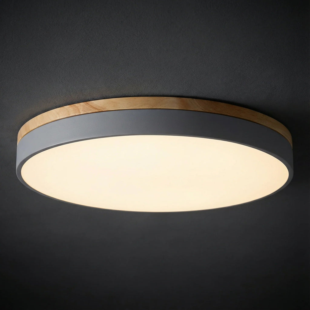 Rund Loftslampe i Træ – Justerbar Farvetemperatur og Dæmpbar Funktion 7