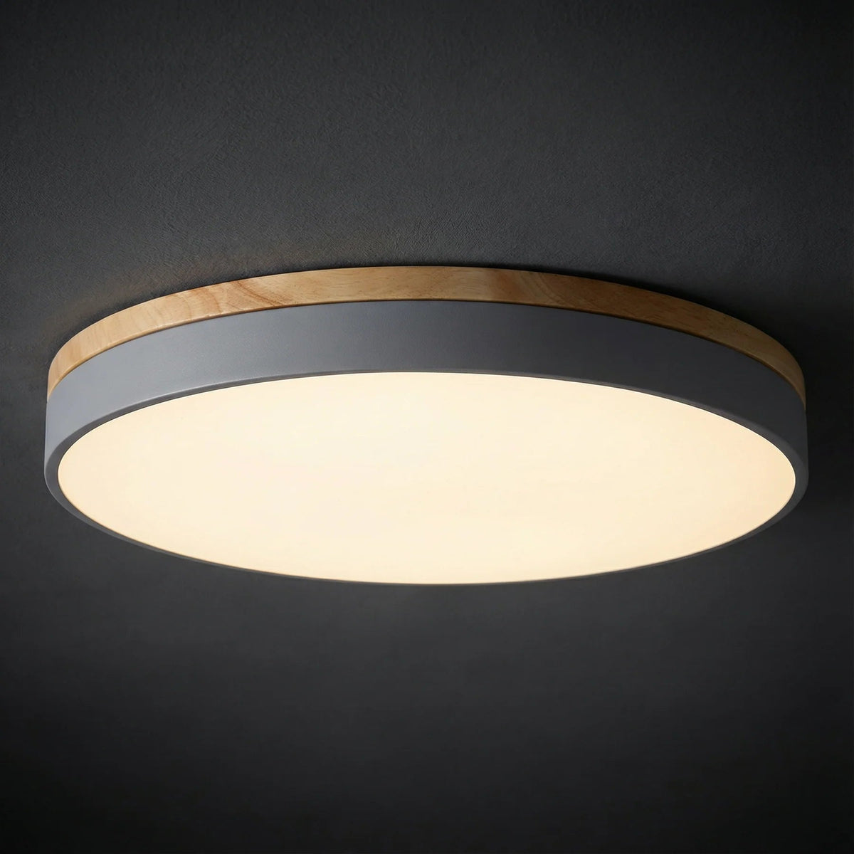 Rund Loftslampe i Træ – Justerbar Farvetemperatur og Dæmpbar Funktion 7
