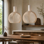 Skandinavisk Pendel Lampe i Træ – Lameldesign til Spisebord 12