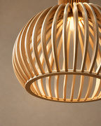 Skandinavisk Pendel Lampe i Træ – Lameldesign til Spisebord – konstruktionsdetalje