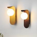 Skandinavisk Væglampe i Træ - Minimalistisk Globusdesign med LED Lys 5
